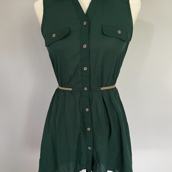Blu Pepper Forest Green High Low Fit and Flare Dress - Picture 2 of 8